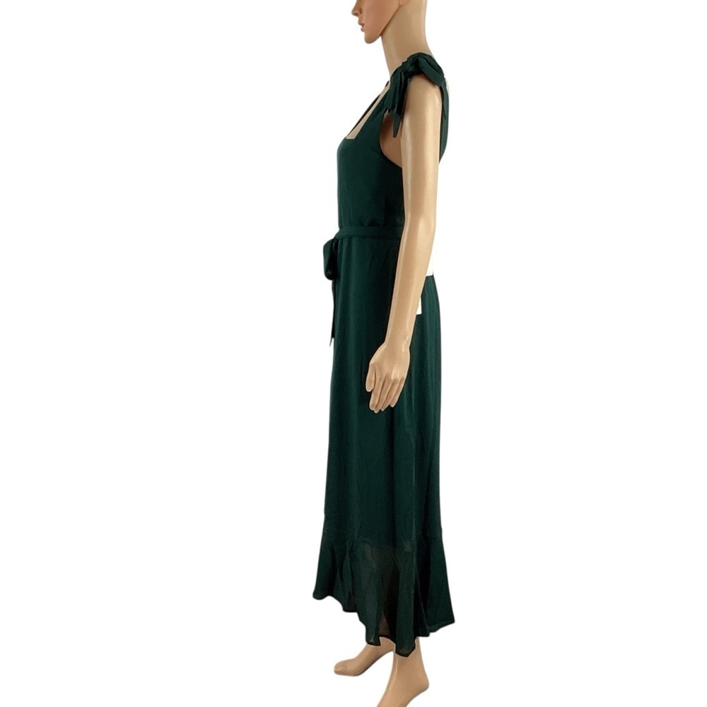 Show Me Your Mumu Claire Midi Dress Green Tie Strap Ruffle Hem Size M - Picture 4 of 9